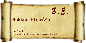 Bekker Elemér névjegykártya