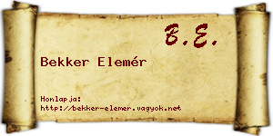 Bekker Elemér névjegykártya